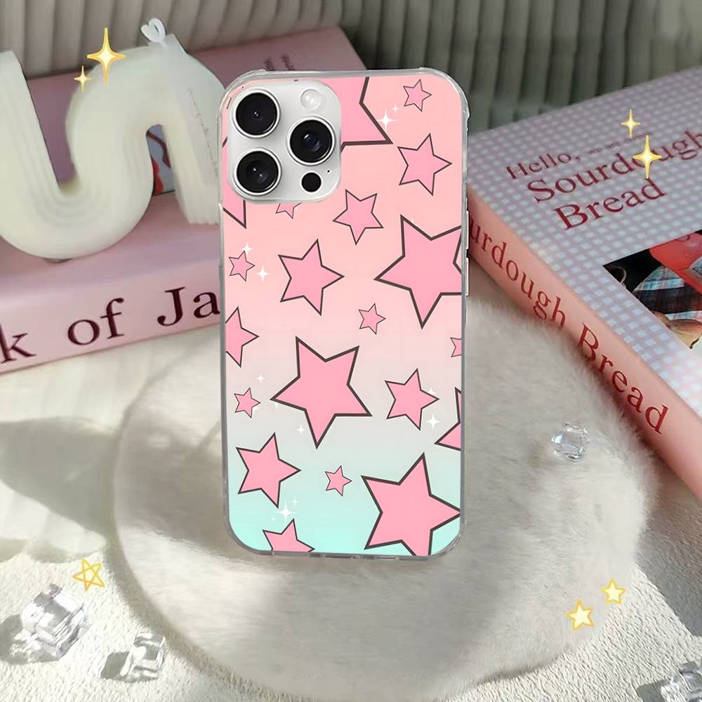 Мультяшная звезда Для IPhone 17 16 15 14 Plus 13 12 11 Pro Max Чехол для телефона Задняя сторона Сатиновая Цветная поверхность