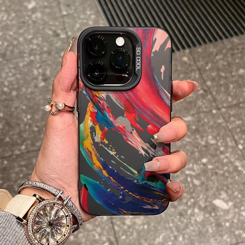 Чехол для iPhone с эффектом брызг масляной краски для iPhone 15 ProMax - силиконовый чехол для iPhone Apple 15/15pro/15plus/15promax/14/13/12/11/XS Lady