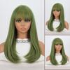 Длинные прямые зеленые парики с челкой, парик из натуральных синтетических волос для женщин, повседневный косплей, вечерние, термостойкое волокно