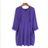 Spring Autumn Women's Hooded Solid Color Loose Long T-shirt Irregular Long Sleeve Pocket Pullover Top