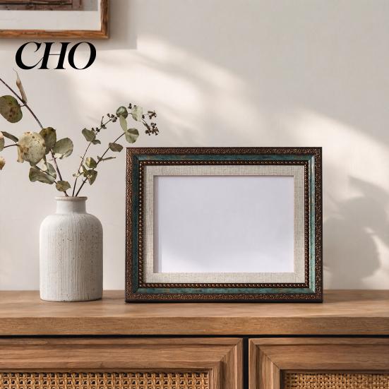 Lightweight Resin Photo Frame Vintage Frame, Art Mat Picture for Tabletop Display Elegant & Wall Mount, Decorative Studio Portrait Photos