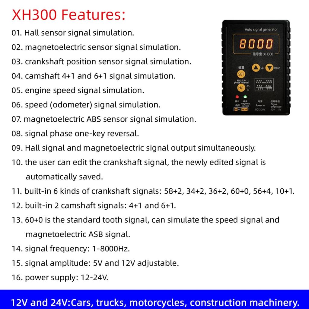 Car Signal Generator Crankshaft Sensors Simulators Automotive Signal Simulators Easy to Use for Accurate Fault Detection