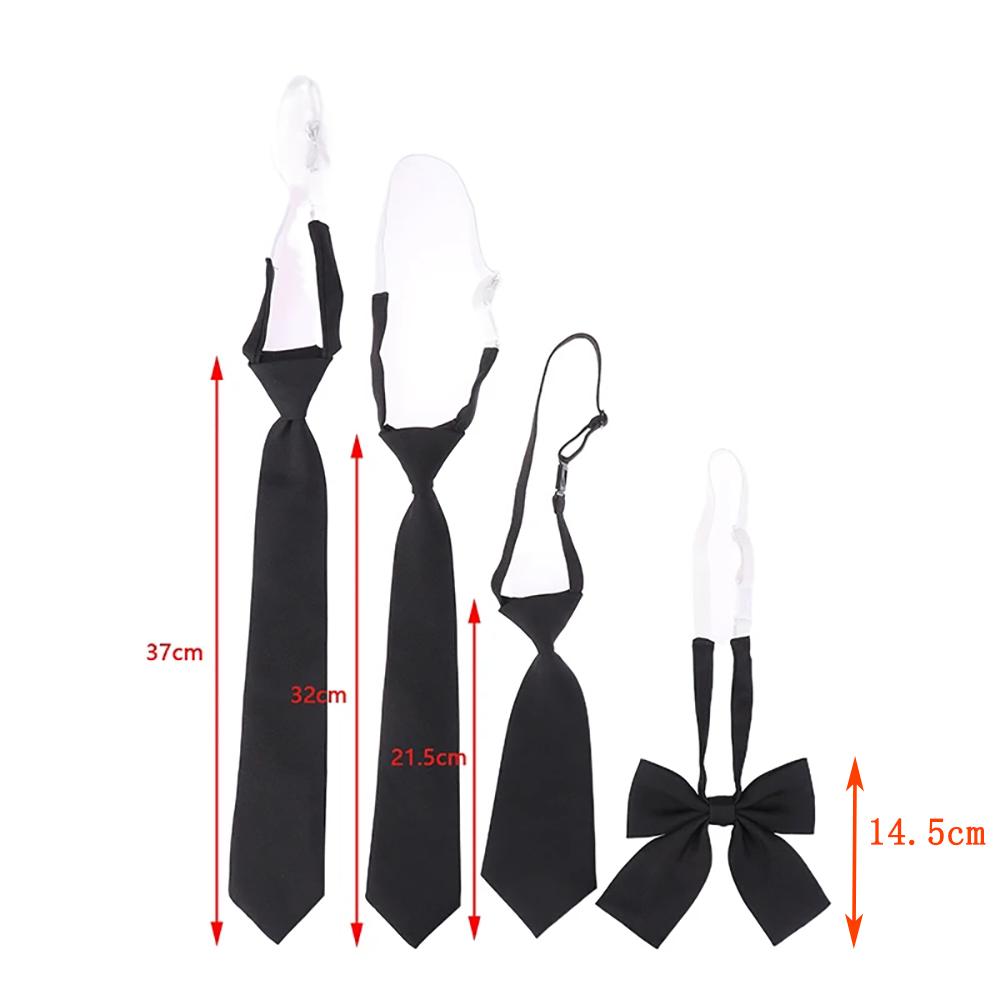 Black Zipper Ties Retro Silky Narrow Women Men Neck Tie Slim Smooth Bow Tie Korean Style Simple Elegant All-match Trendy Tie