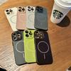 Подходит для iPhone 16. Мягкий матовый тонкий круглый чехол на магнитной присоске. Защитная пленка для линз Apple 15.