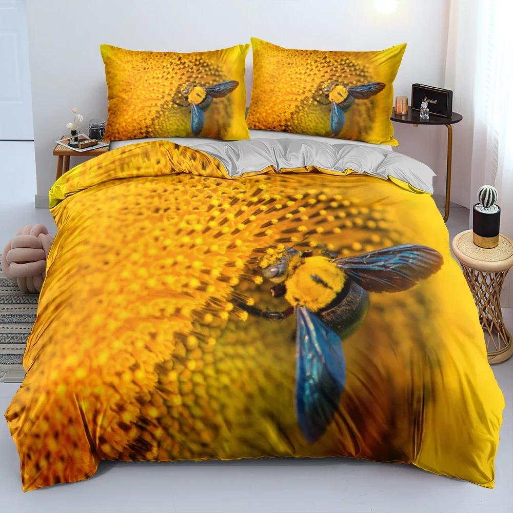 3D Printed Classic Flower Blue Gold Bedding Set Single Twin Double Queen King Cal King Size Bed Linen Set