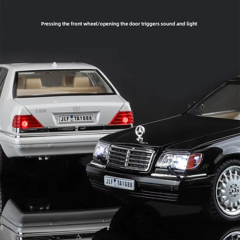 2024 New Simulation 1/24 Scale Benzs W140 320SEL Vintage Car Model With Sound Light Chidlren Diecast Alloy Toy Vehicle Collective Voiture