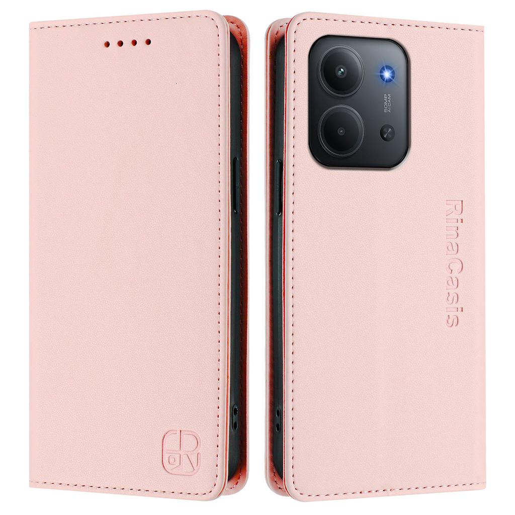 Для Xiaomi Redmi 15C 4G (Глобальный) (171 мм)/Poco C85 4G (171 мм) Кожаный чехол для телефона RINACASIS RC01 с подставкой-кошельком и защитой от RFID-сканирования.