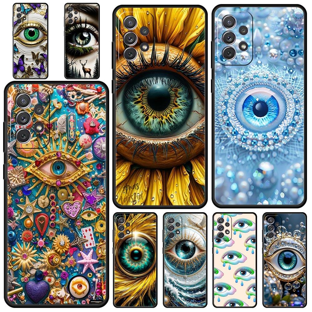 Модный Чехол для Телефона с Накладными Ресницами для Samsung Galaxy A55 A35 A15 A14 A13 A25 A54 A51 A71 A72 A73 A32 A52 A41 5G Мягкий ТПУ Корпус