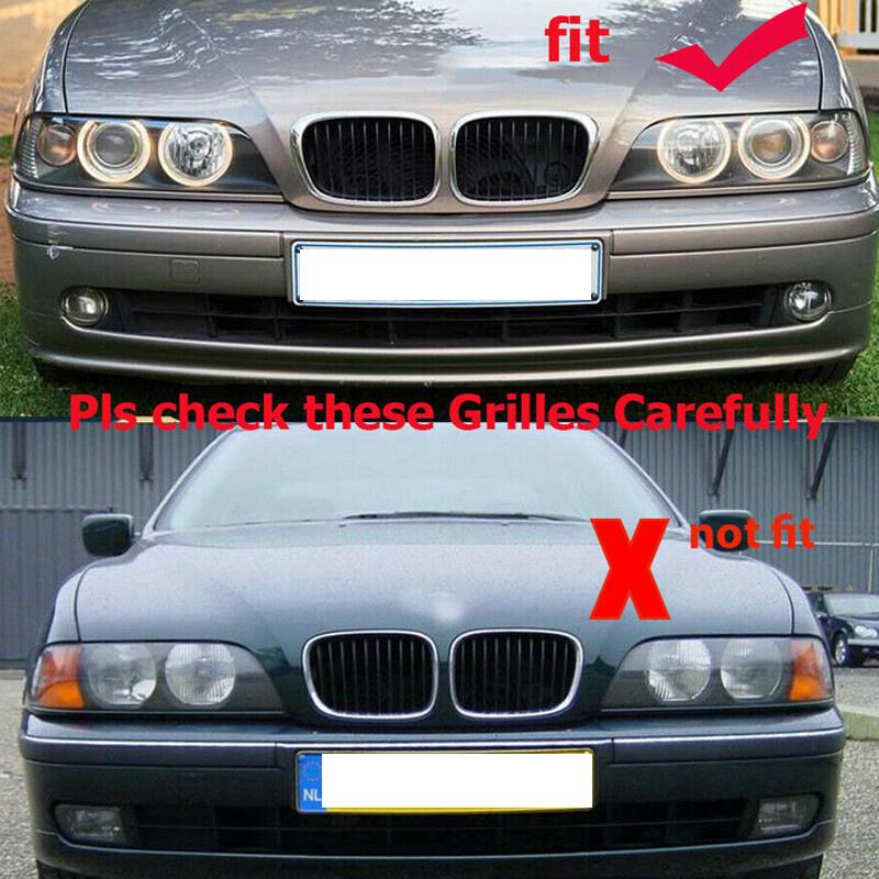 Для BMW 5 серии E39 525 528 530 535 1999-2003 Автомобильная решетка радиатора Передняя решетка "почки" Двойная линия Серебристый Черный 51137005837 51137005838