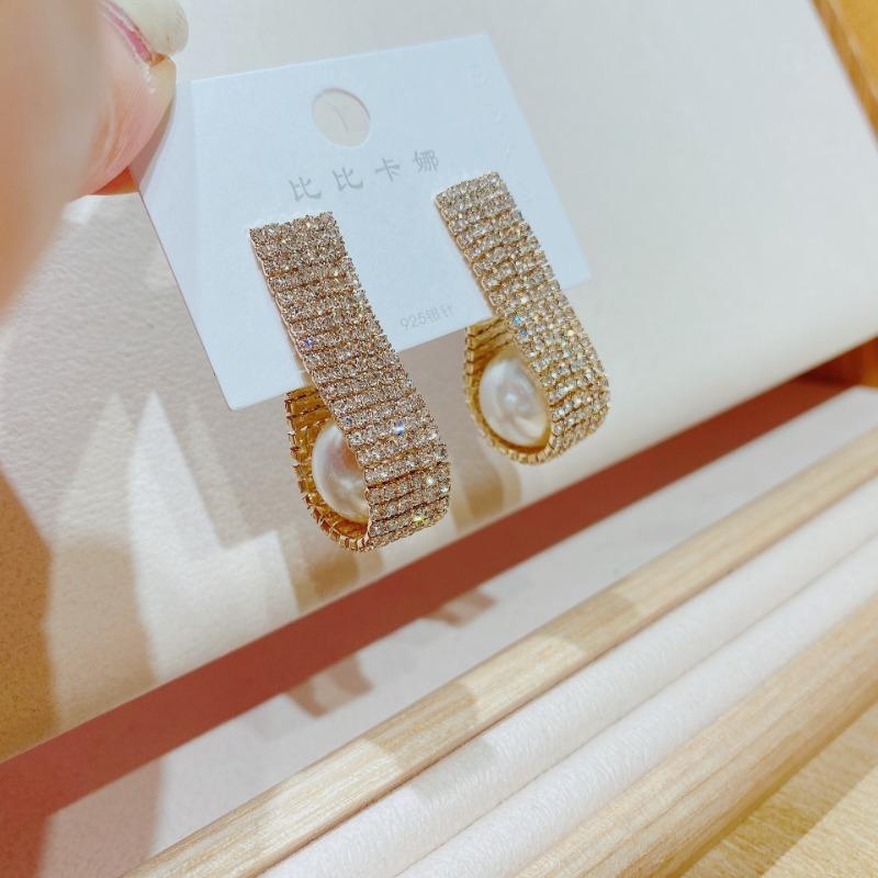Новые милые интернет-знаменитости, модные, темпераментные, преувеличенные корейские серьги с бриллиантами и жемчугом