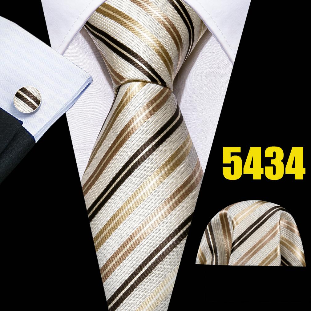 Barry.Wang Classic Tie for Men Woven Silk Striped Neckties Handkerchief Set Cufflinks Formal Casual