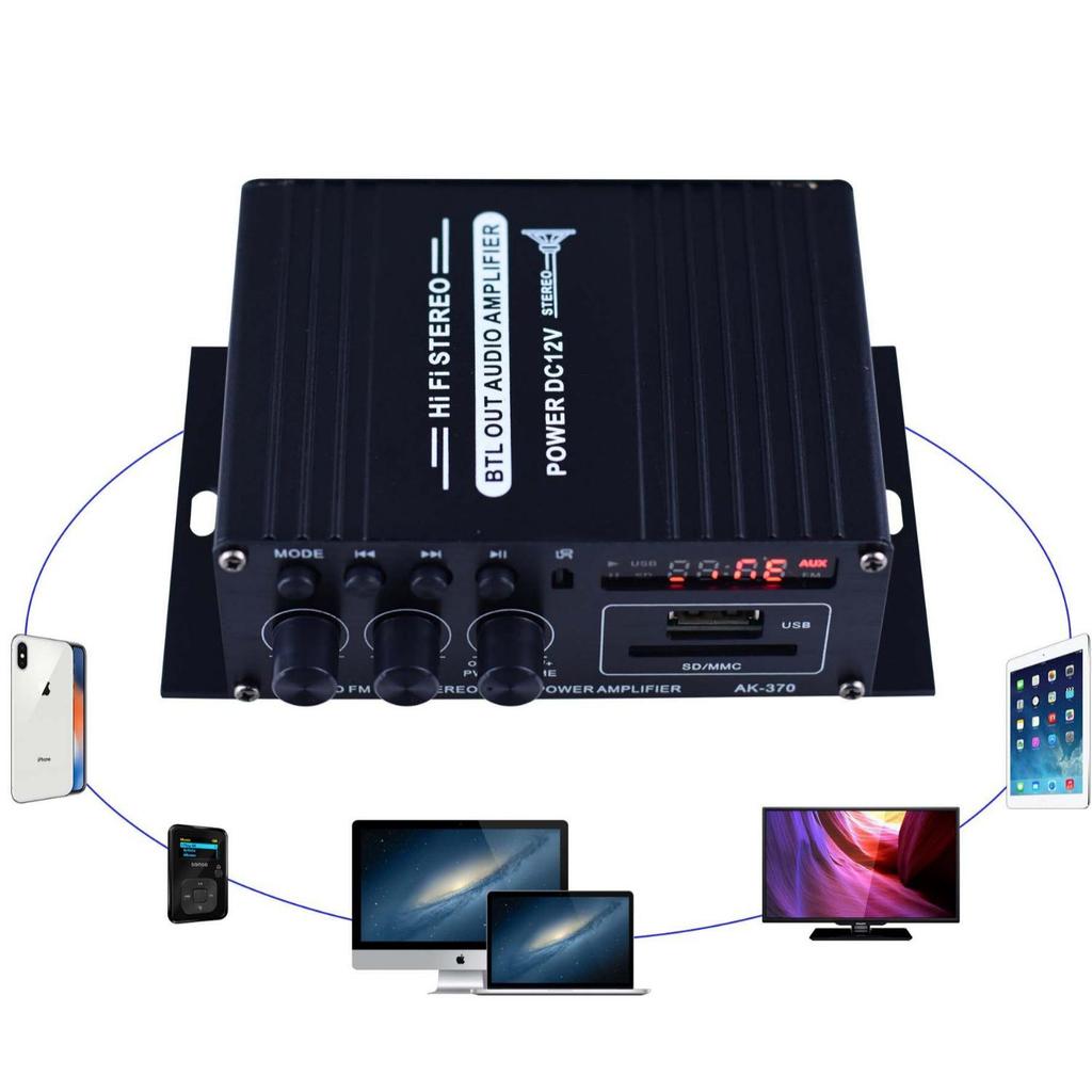 Bluetooth-усилитель AK-370: Дом, KTV, Автомобильный аудиоплеер 12В