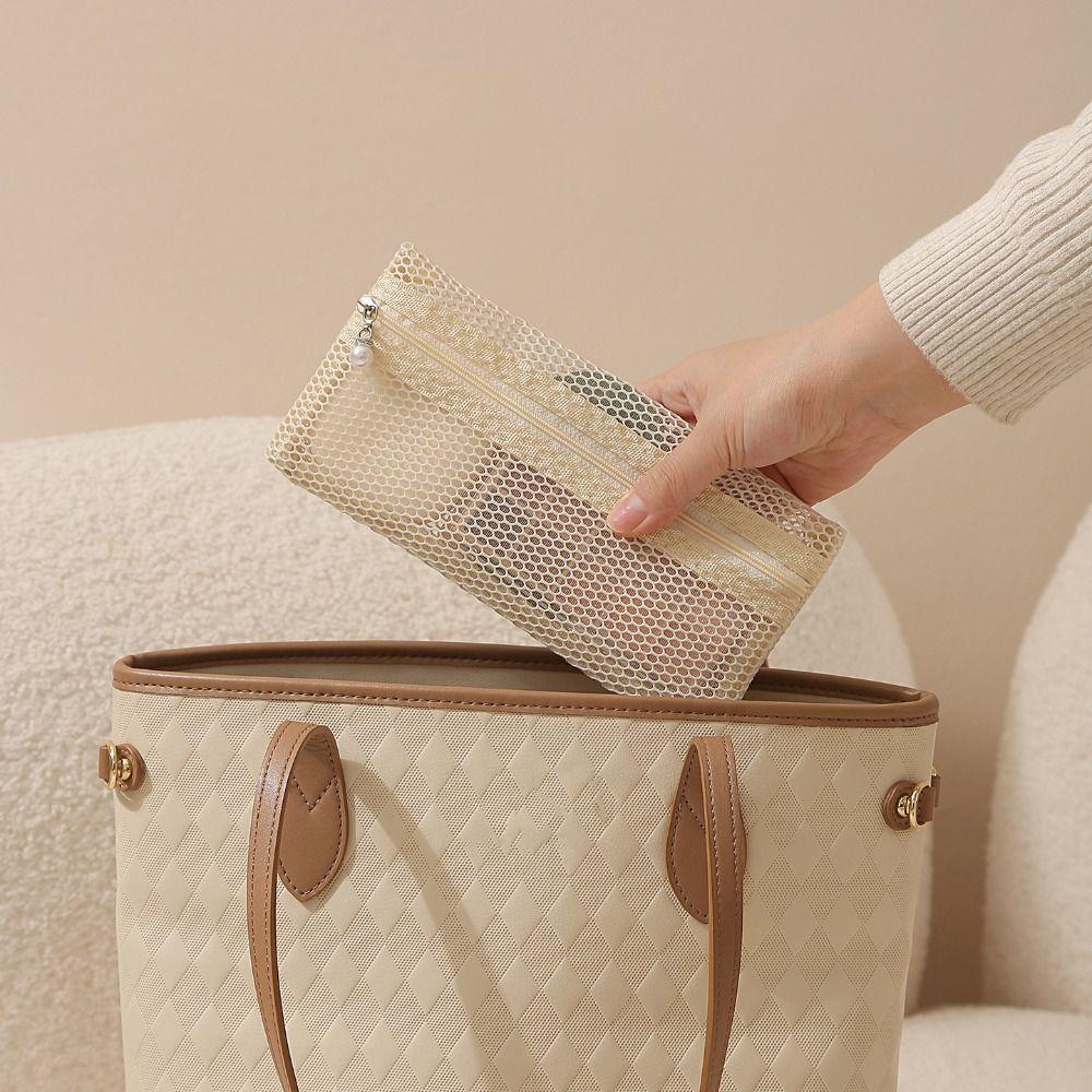 Portable Mesh Makeup Bag Gauze Toiletry Bag Portable Travel Storage Bag  Business