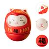 Керамическая статуэтка кошки удачи, неваляшка, 3,5x3,5x4 см, аксессуары для домашнего офиса, декор, декоративные