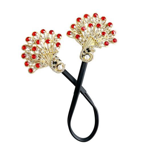 Hair Clip Peacock Phoenix Calla Shape Shiny Rhinestones Inlaid Hair Claw Hand-Embroidered Bun Maker