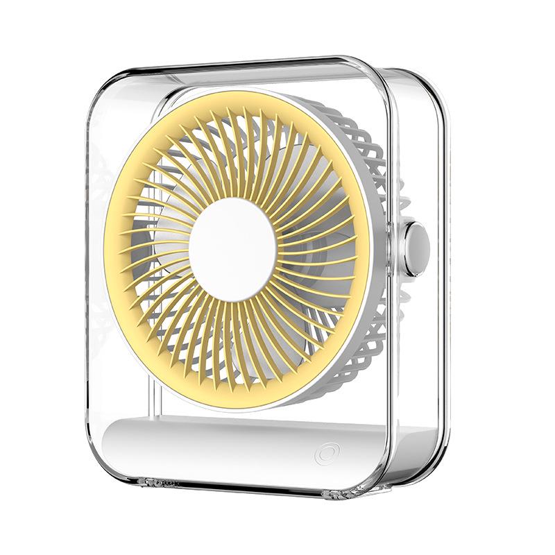 USB Rechargeable Circulating Fan with Light for Home, Office, Dorm, and Outdoor Camping