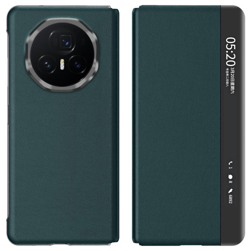 Slim Leather Case With Smart View Window Honor Magic V3 Foldable Phone Shockproof Stand Cover In Multiple Colors