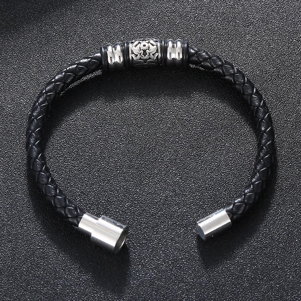 Punk Black Leather Braided Bracelet for Men Casual Sports Jewelry Accessories