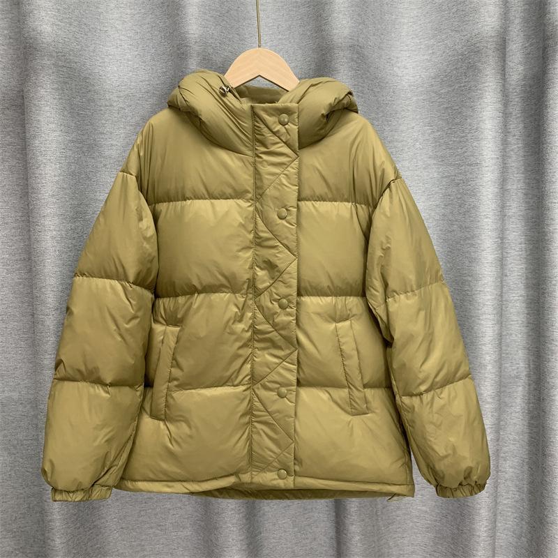 Зимняя свободная однотонная куртка с мягкой подкладкой на молнии и воротником с капюшоном, универсальное теплое белое пальто на утином пуху для женщин