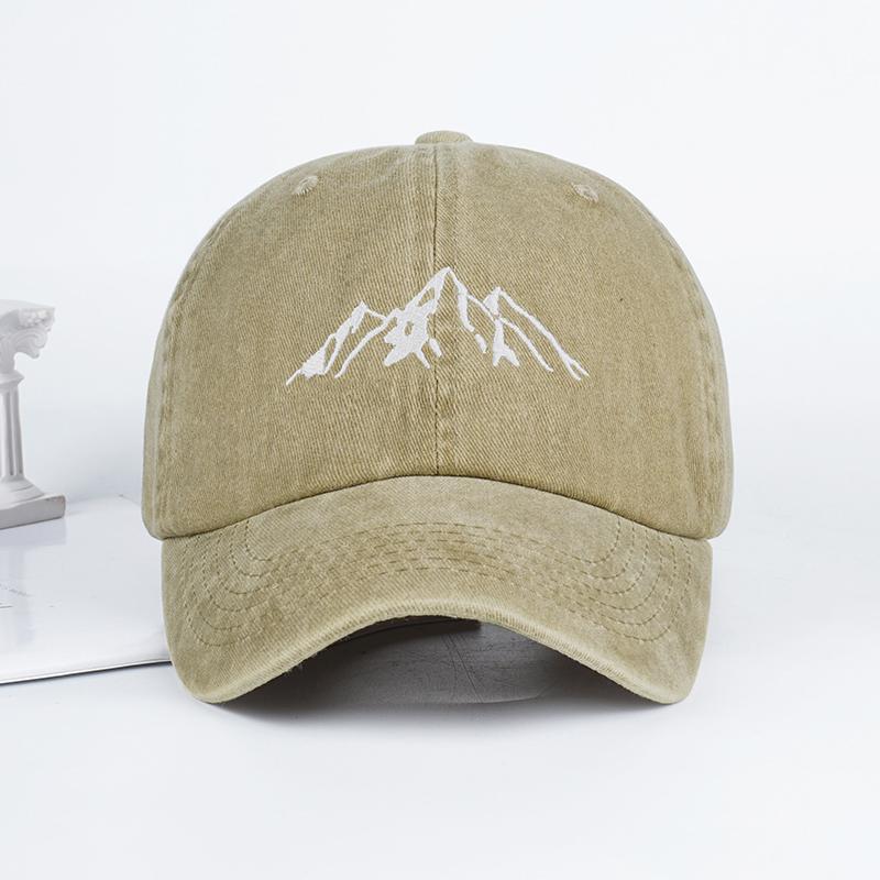MLFO Embroidered Mountain Washed Baseball Cap Spring Casual Cap Outdoor Sun Hat Fishing Cap Adjustable Unisex