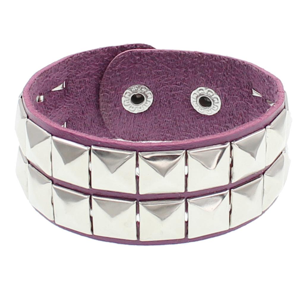 European & American Punk Street Style Rivet Bracelet: PU Leather Bangle