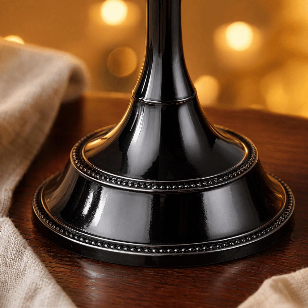 Black Dual-use Tabletop Candlestick 9.84x10.63in Dinner Decor Candle Stand Living Room Display