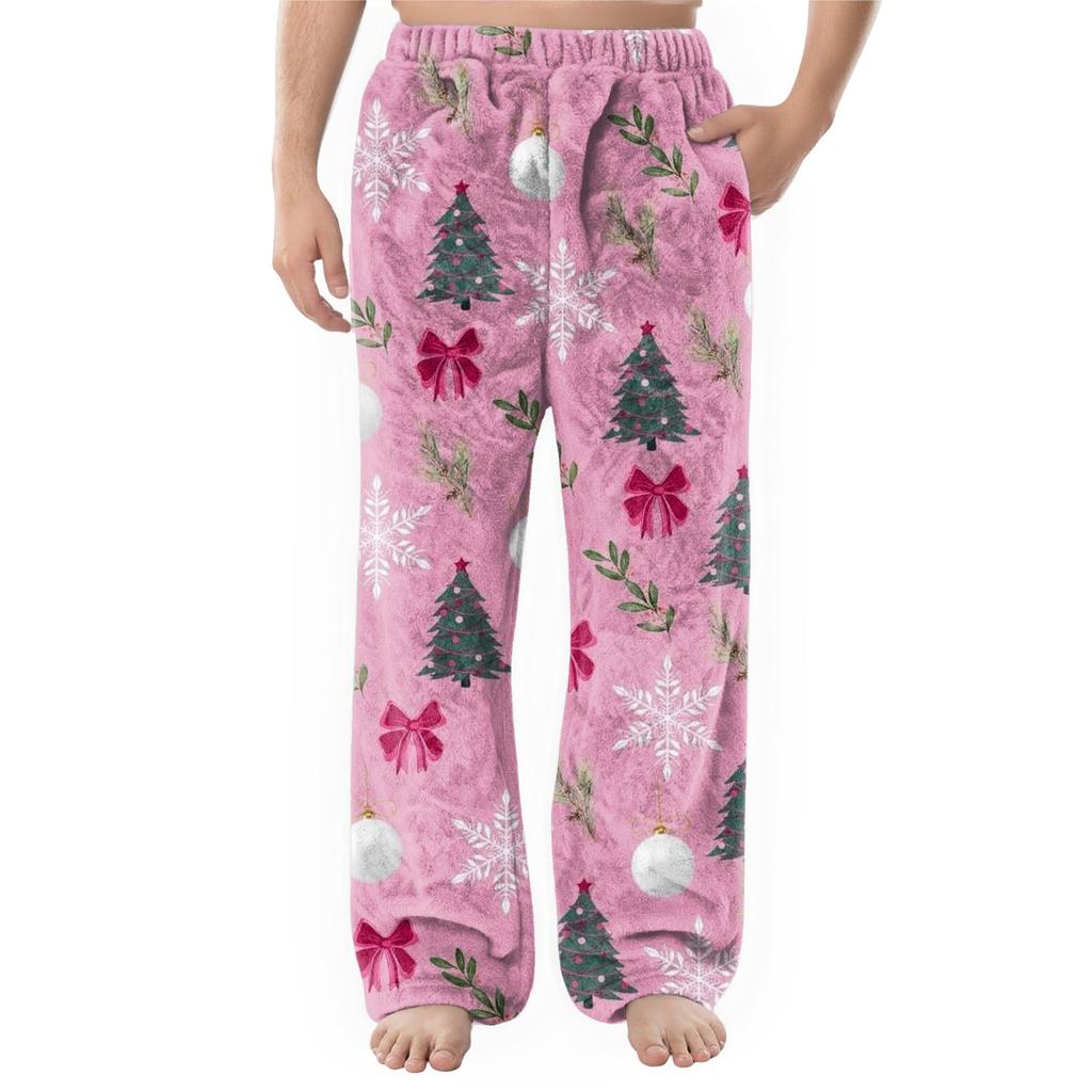 Мужские фланелевые повседневные брюки с карманом, Повседневные брюки с принтованным карманом, Домашние брюки для сна