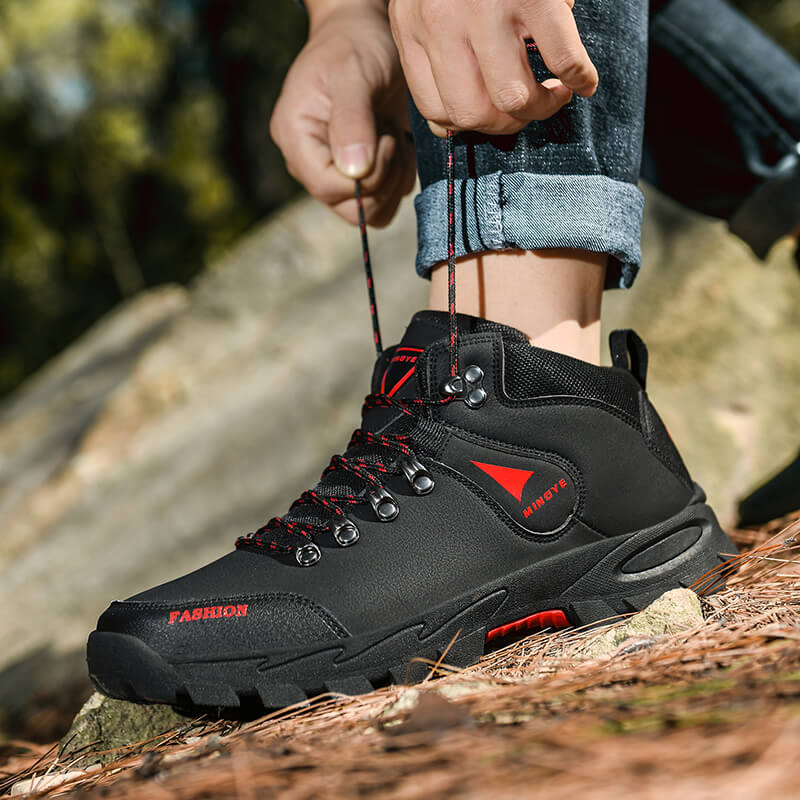 Походные ботинки средней высоты Мужские ботинки Уличные дышащие Нескользящие Мужская обувь Прочные на шнуровке Мужская повседневная спортивная обувь