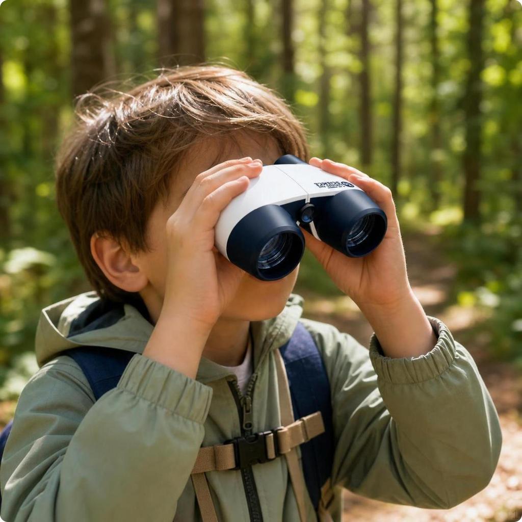 Educational Toy Binoculars | Compact, with Focusing Wheel, for Outdoor White