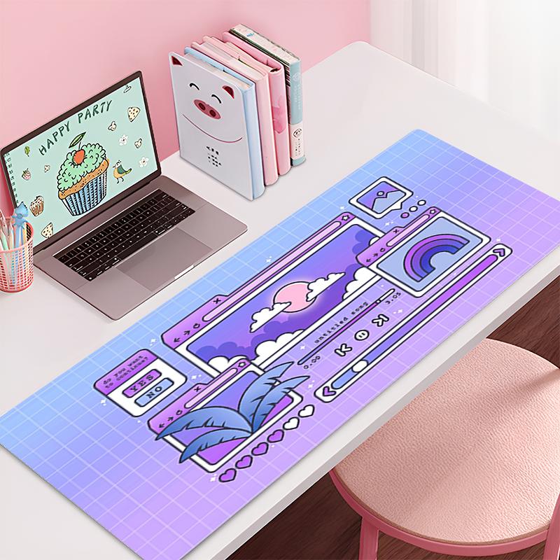 Desk Mat Cute Mousepad Anime Aesthetic Mouse Pad Cute Grid Pink Vaporwave Xxl Gaming Deskmatkawaii Manga Mice Mat Soft