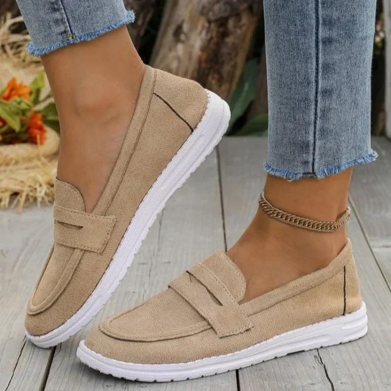 2024 Высококачественная женская обувь Лоферы Женские туфли на плоской подошве Повседневные туфли на плоской подошве Женские туфли с круглым носком Слипоны Легкие женские туфли больших размеров