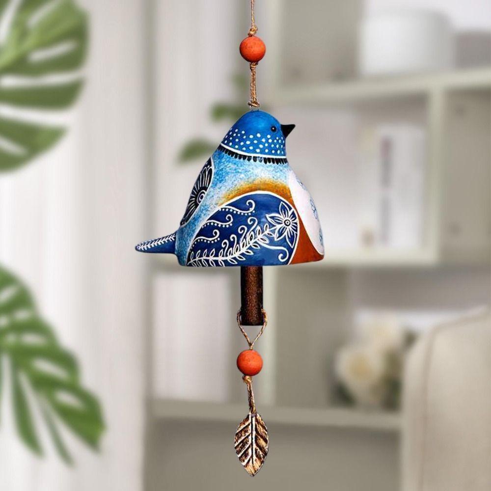 Resin Wind Chime Hand Painted Hanging Ornaments Wind Bell Bird Song Bell Wall Decoration