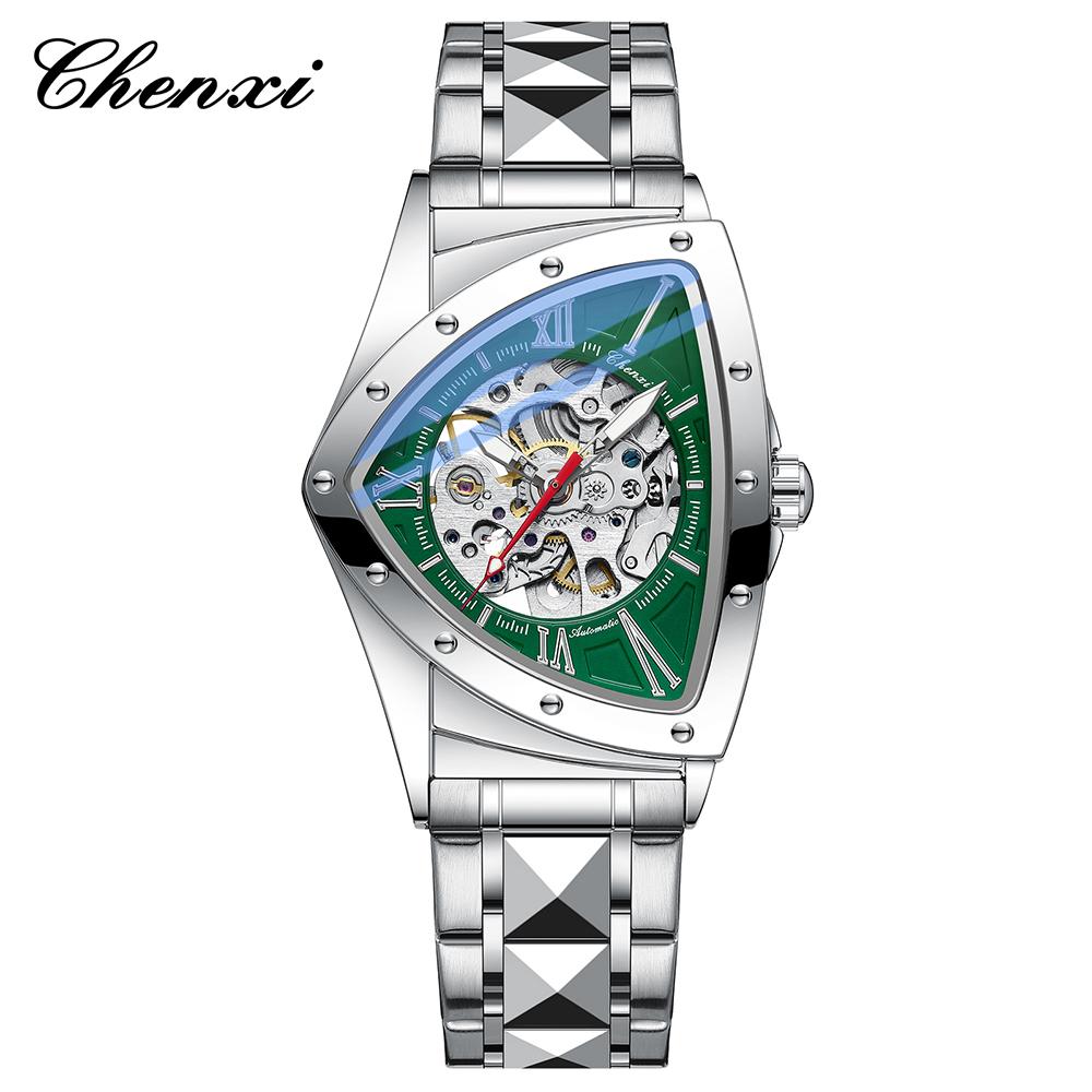 CHENXI Men's Mechanical Watch Luminous Triangle Dial Men's Wristwatch Fashion Business Waterproof Men Automatic Watch