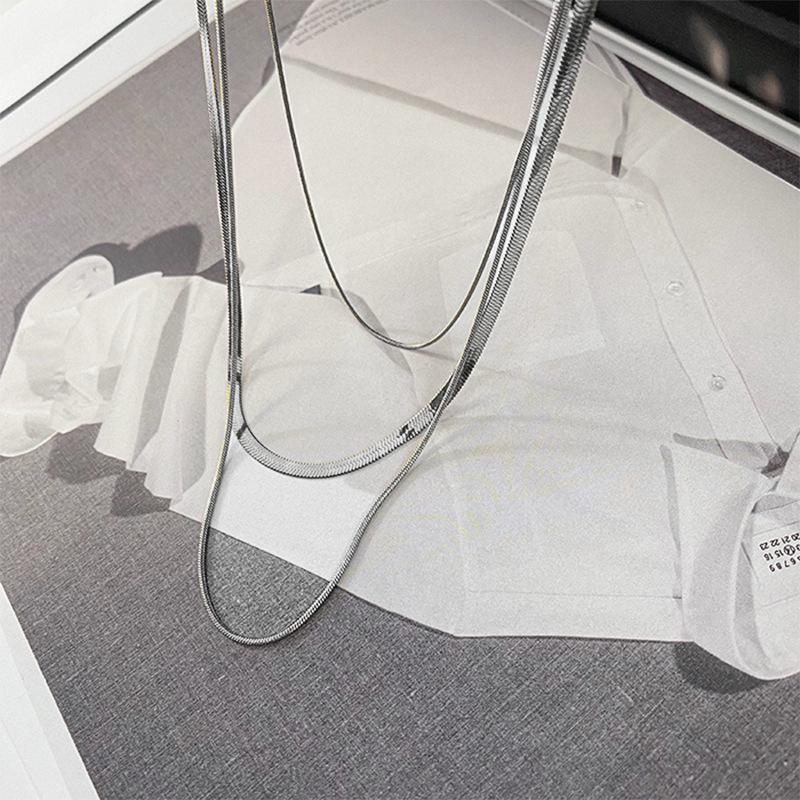 Titanium Steel Multi-Layered Pendant Necklace for Women - Versatile European & American Fashion Clavicle Chain