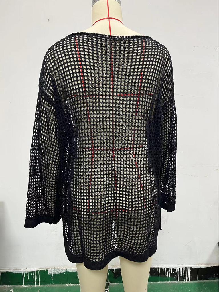 European & American Mesh Knit Bikini Cover-Up Sweater - Women's Summer Beach Sunscreen Shirt