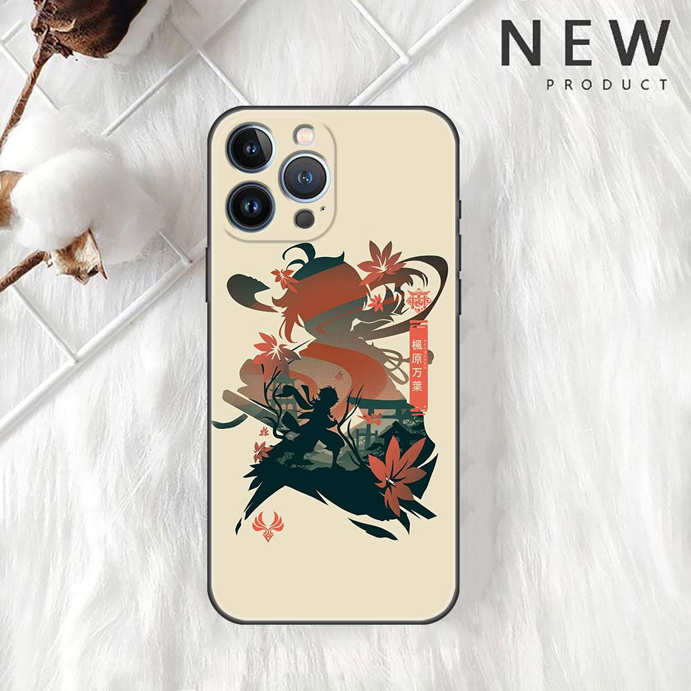 Чехол Funda для Apple iPhone 14 11 13 7 12 Pro 7 XR XS Max 8 Plus 6 14Pro 13Mini, черный мягкий чехол для телефона, аниме Genshin Impact, милый чехол