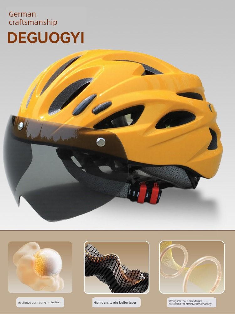 Yu Zhaolin's Premium Bicycle Helmet with Integrated Goggles, One-Piece Riding Helmet for Men and Women, Mountain and Road Safety Helmet