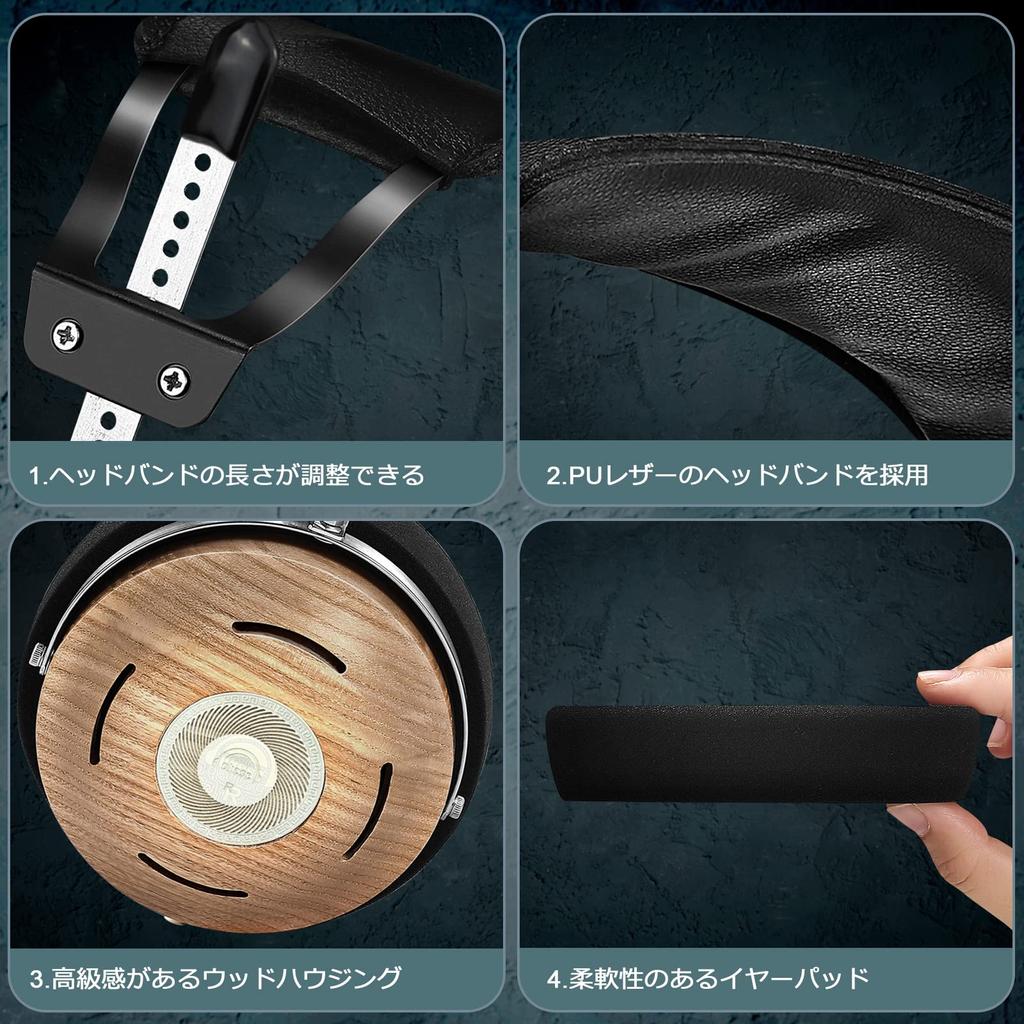 Наушники okcsc Ash с проводным деревянным корпусом, 50-миллиметровый драйвер, съемный кабель для совместимого полуоткрытого ПК/смартфона 3,5 мм