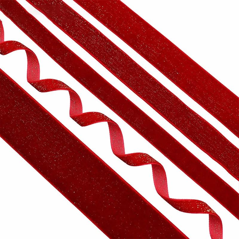 5 ярдов рождественской бархатной ленты новогодней красной праздничной ленты банты подарочной коробки упаковочная лента праздничная сцена 10/16/20/25/38 мм