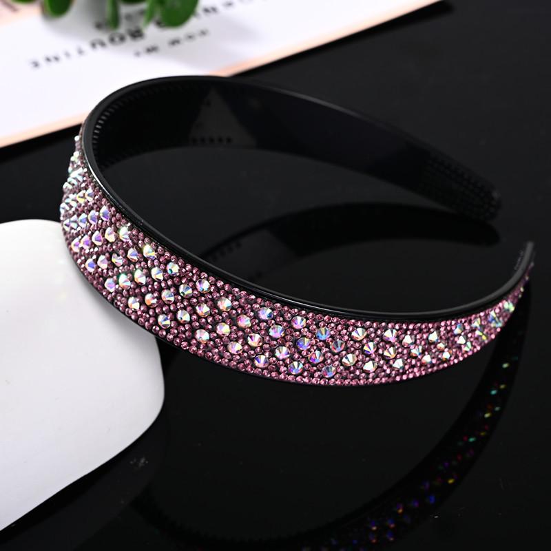 Korean-Style Wide Full-Strass Rhinestone Diamond-Inlaid Non-Slip Handmade Women's Gray-Hair Covering Hair Clip Headband Adult