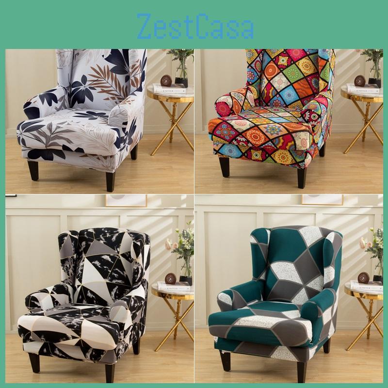 Cover Printed Chair Floral Wing Stretch Spandex Armchair Covers Nordic Removable Relax Sofa Slipcovers With Seat Cushion Covers