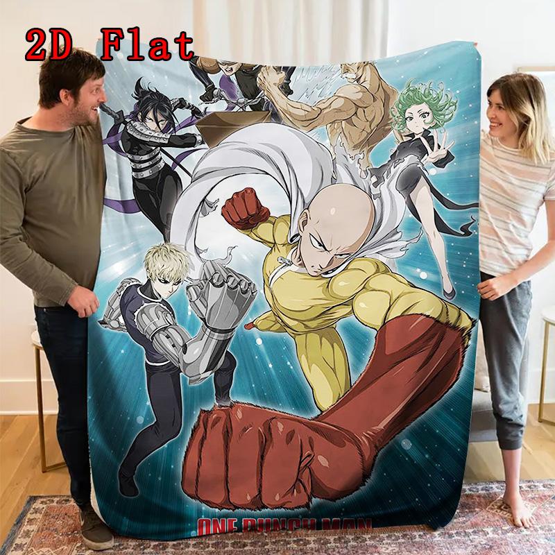 One-Punch Man 2D Flat Pattern Flannel Blanket High quality All Seasons Warmth and Comfort Perfect for Christmas Gifts.MMT0918592