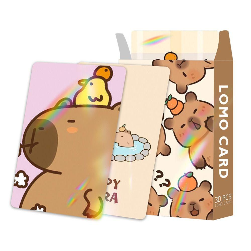 30Pcs Glitter Capybara Photocards Double-sided Collection Cards Kawaii Lomo Cards