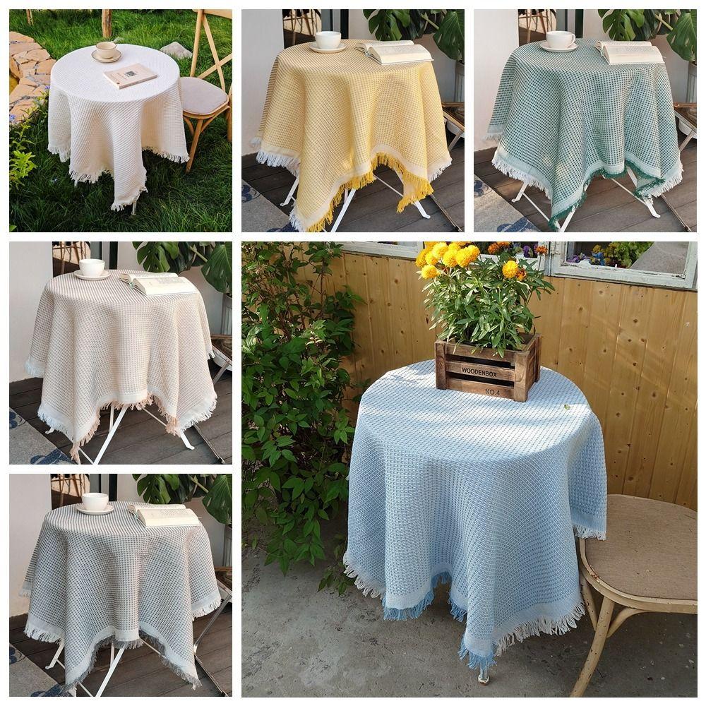 White Round Table Tablecloth Multi-purpose Dinner Tea Table Covers Garden Table Cloth Dessert
