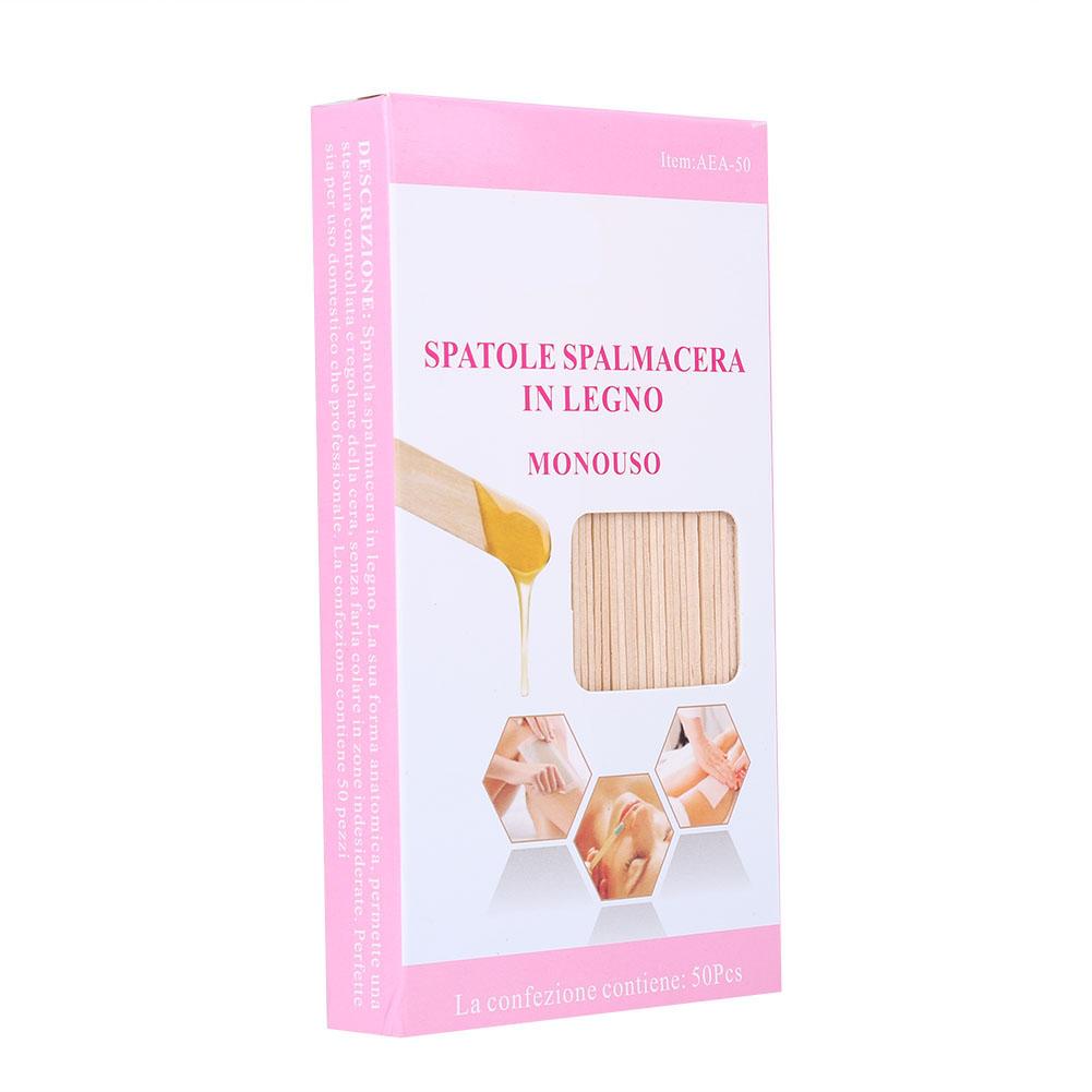50pcs Wooden Wax Spatula Tongue Depressor Disposable Facial Mask Hair Remove Cream Applicator