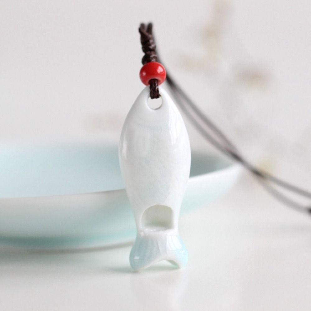 Chinese Style Porcelain Necklace Delicate Boho Ethnic Necklace Gifts Personalized Whistle Friend