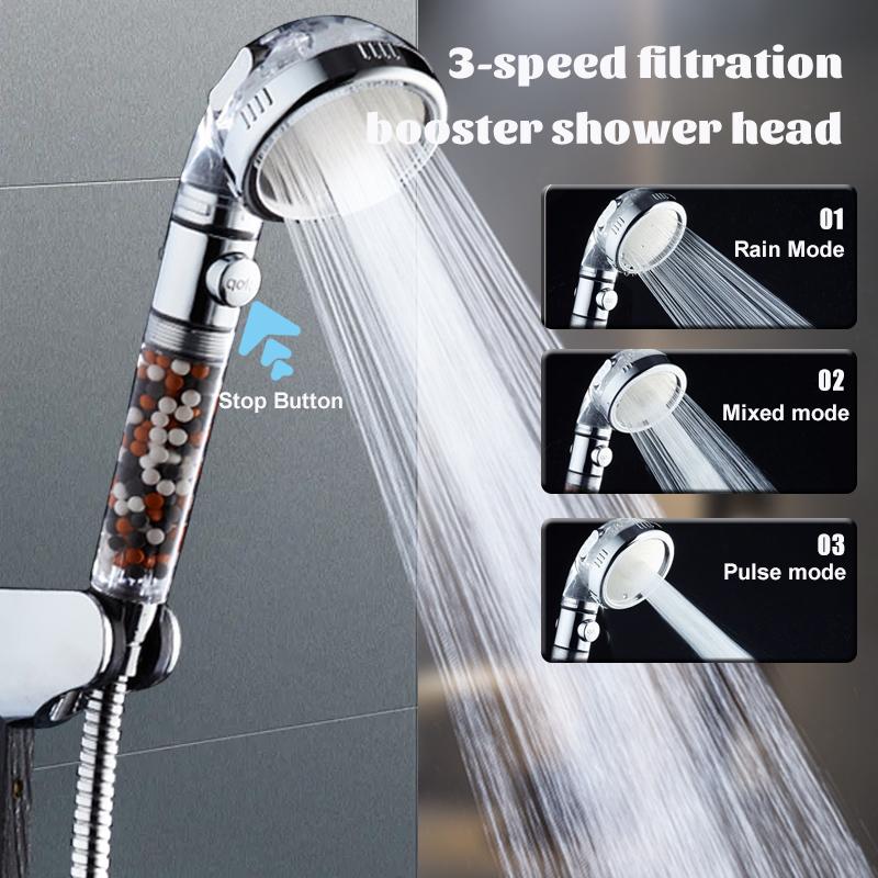 3 режима Регулируемая насадка для душа высокого давления Сменный фильтр SPA Насадка для душа Экономия воды с кнопкой переключения Душ ZH