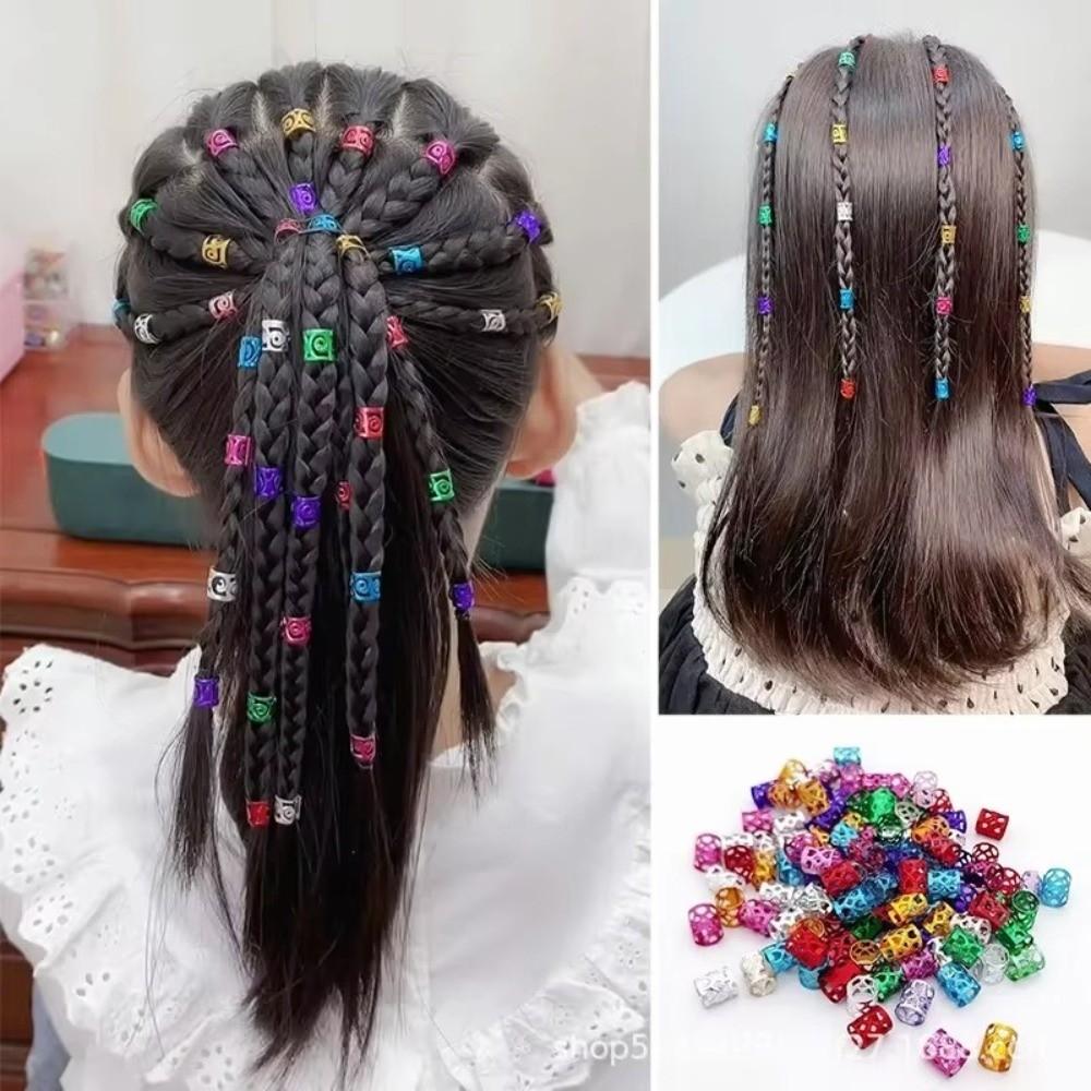 100PCS Aluminum Hair Jewelry Rings Colorful Braid Decoration Rings  Hair Decoration