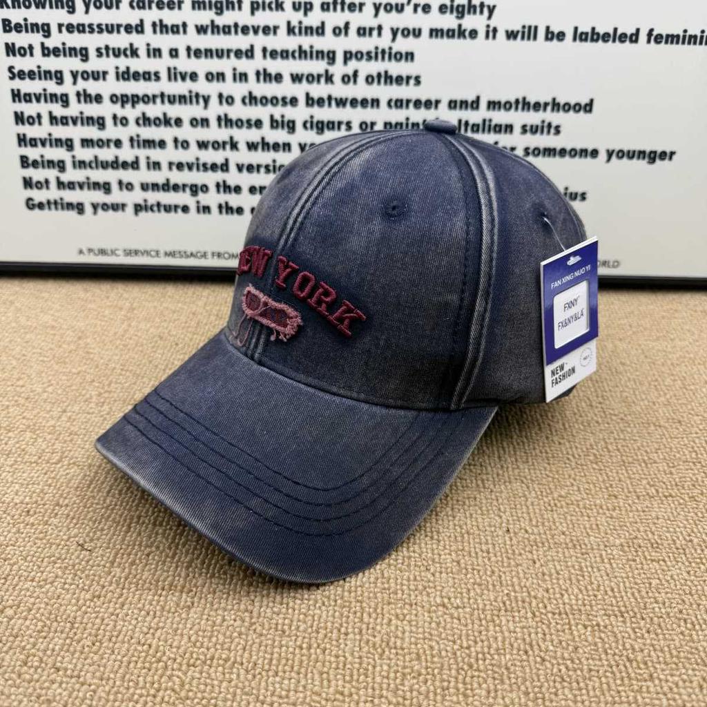 Washed and made old NEW YORK embroidered baseball cap soft top cap men's and women's versatile casual sun hat