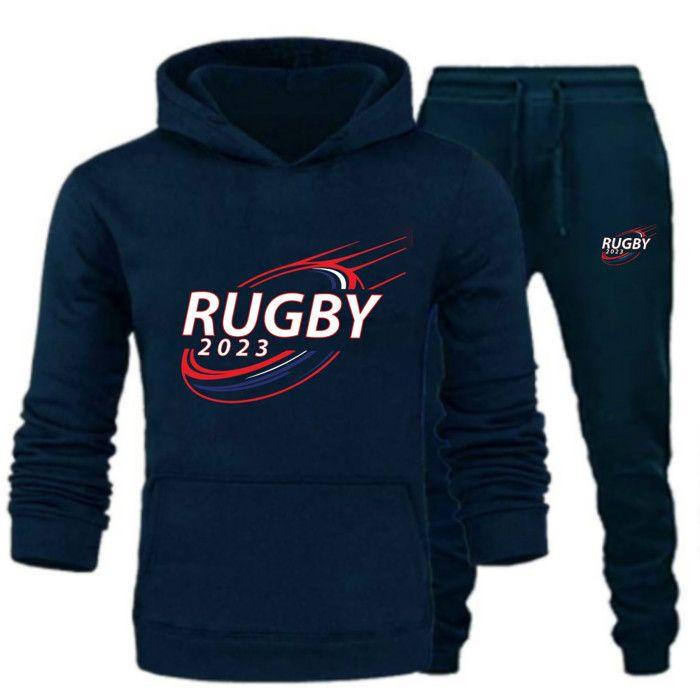 Navy Blue Rugby Jogging Suit for Children - - Blue